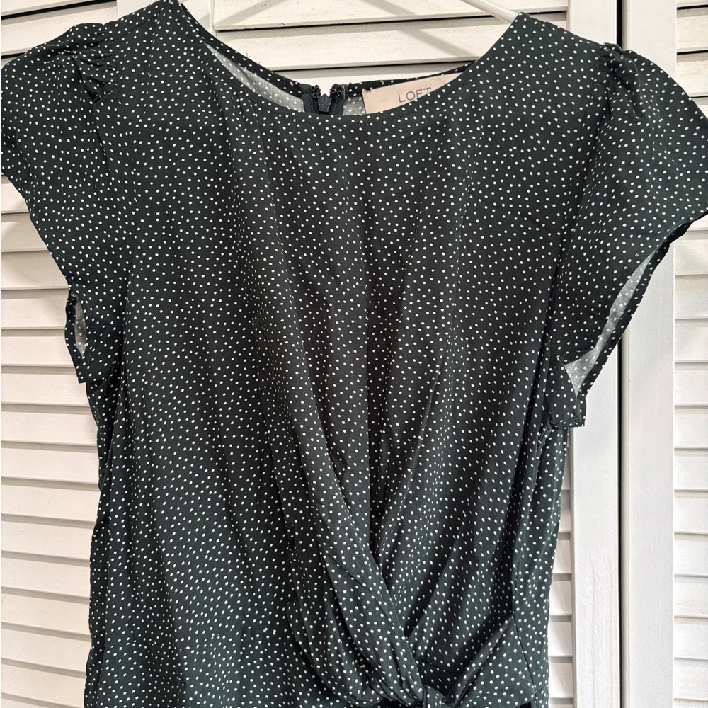 LOFT Petite Green Wrap Mini Dress 4 4P Small